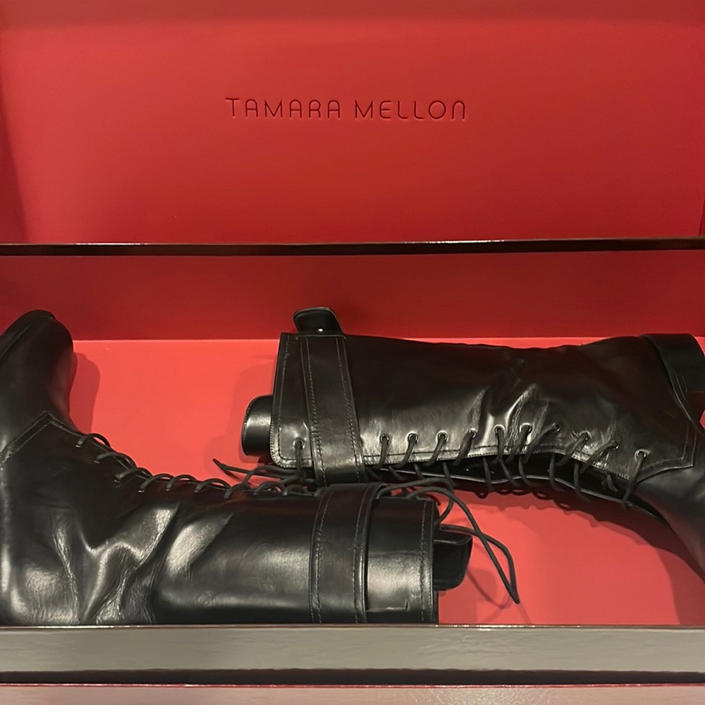 Tamara Mellon Black Combat Boots